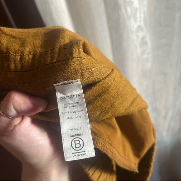 Athleta Cabo Linen Jogger Toasted Ochre Gold Burnt Orange Athleisure Size 4 - Picture 6 of 9